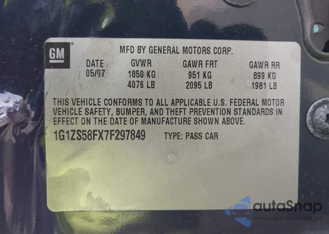 2007 Chevrolet Malibu Ls z USA, uszkodzony, nr VIN 1G1ZS58FX7F297849